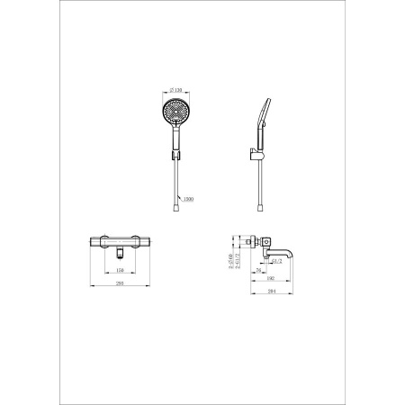 Смеситель для ванны с душем и термостатом WONZON & WOGHAND, Темный графит (WW-B2016-A1-BGG)