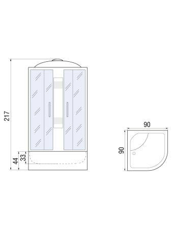 Душевая кабина River AMUR 90/44 MT 900х900х2170мм