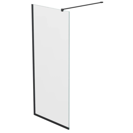 Душевая перегородка, ограждение Reflexion RX20090CBL-14 Walk in 200x90см, прозрачное закаленное стекло 8мм, черный профиль