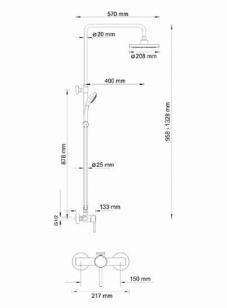 Душевая стойка Wasserkraft A12202