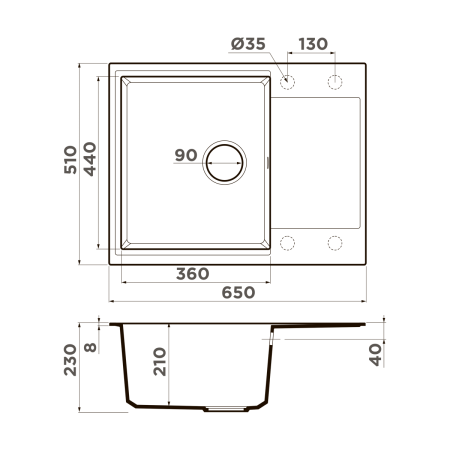 Кухонная мойка Omoikiri Daisen 65T-PL Tetogranit/платина 4993517