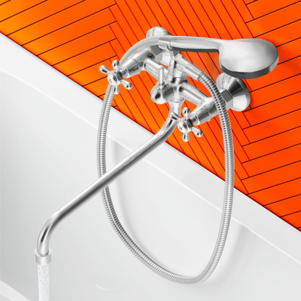 D6095000 Vintage двухзахватный Смеситель для ванны и душа AM.PM с универсальным изливом и душевым набором