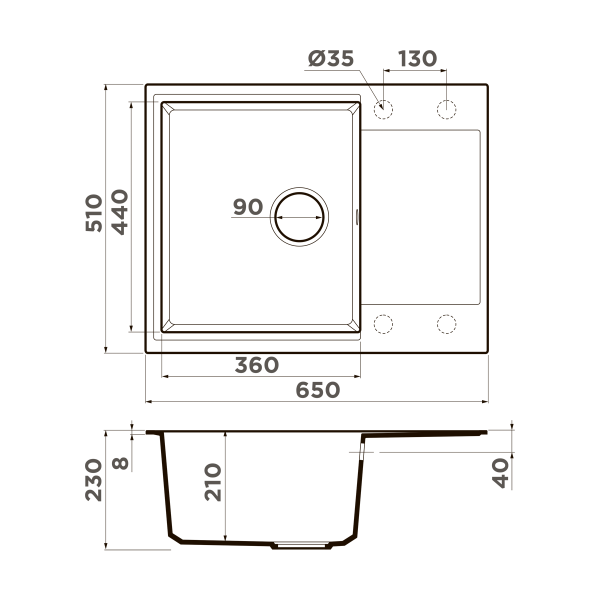 Кухонная мойка Omoikiri Daisen 65T-PL Tetogranit/платина 4993517