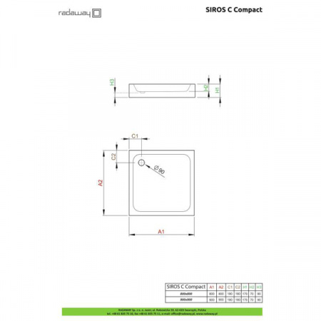 Душевой поддон Radaway Siros C Compact 90x90 SBC9917-2