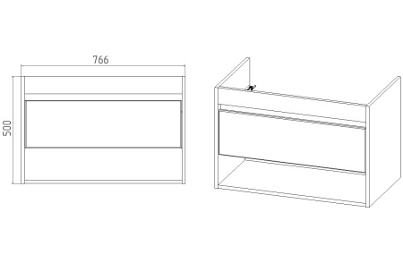 Тумба VIANT "Бостон" COMO 80 1 ящик подвесная графит 425х760х500 (VBOS80COG-T1YP)