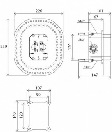 СКРЫТАЯ ЧАСТЬ СМЕСИТЕЛЯ Ravak R-BOX RB 070,50