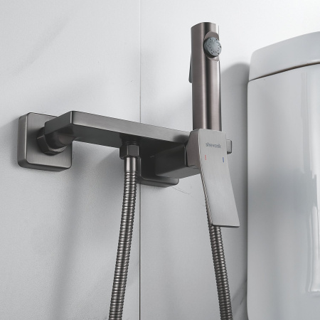 Гигиенический душ со смесителем Shevanik S6105T-1, оружейная сталь