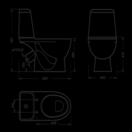 Унитаз-компакт Sanita Luxe Max DM MAXSLCC01040513 белый