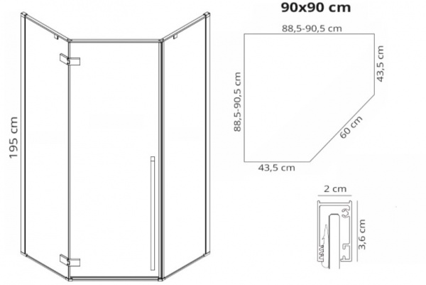 Душевой уголок Rea Diamond Gold 90x90 K4904