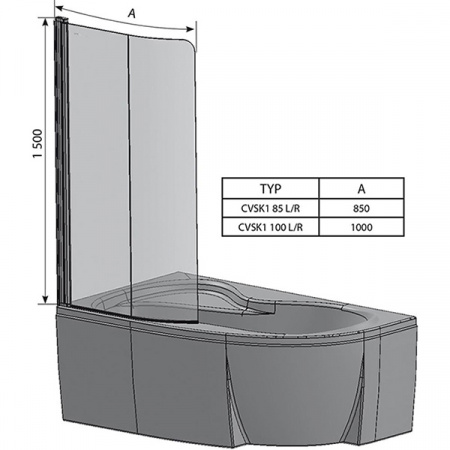 Шторка для ванны Ravak Rosa CVSK1 140/150 L хром+транспарент 7QLM0C00Y1