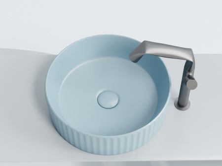 Умывальник чаша накладная круглая Ceramicanova Element 360*360*115мм, голубой матовый, CN6057ML