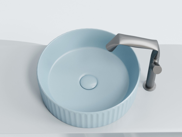 Умывальник чаша накладная круглая Ceramicanova Element 360*360*115мм, голубой матовый, CN6057ML