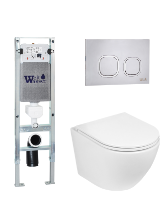 Комплект инсталляции с унитазом Weltwasser AMBERG 350 ST + MERZBACH 041 XL GL-WT + AMBERG RD-MT CR