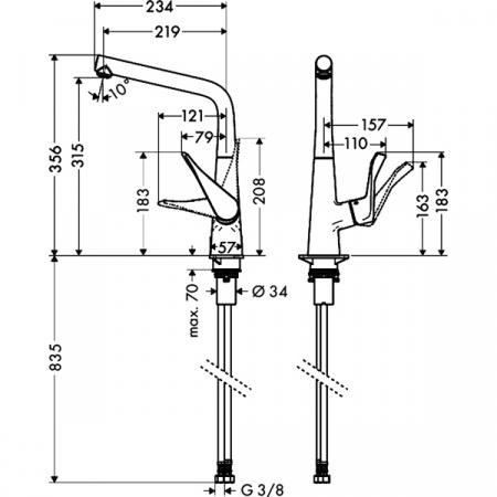 Смеситель для мойки Hansgrohe Metris 14823000