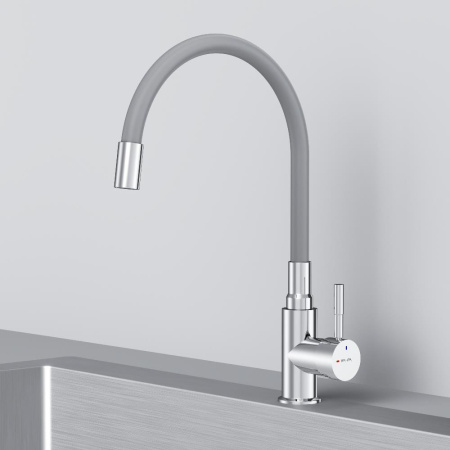 F85B07605 X-Joy S, Смеситель для кухни AM.PM с гибким изливом, серый/хром