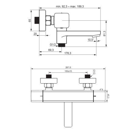533000300 Gala термостатный Смеситель для ванны и душа AM.PM, чёрный