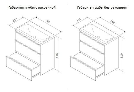 База под раковину AM.PM Gem S M91FSX0752WG напольная 75 см, 3 ящика, белый глянец