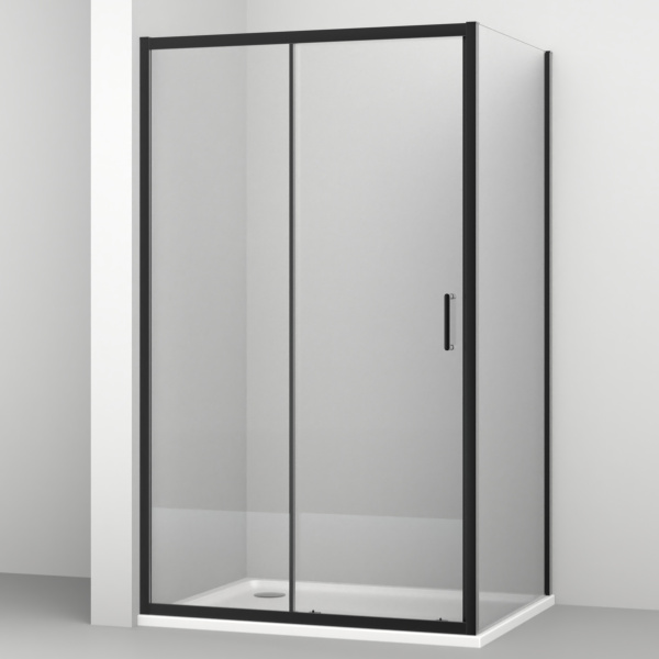 Душевой уголок AQUABATH ATLAS AB-11C-1280-2000-BK (120x80, черный матовый, прозрачное стекло)