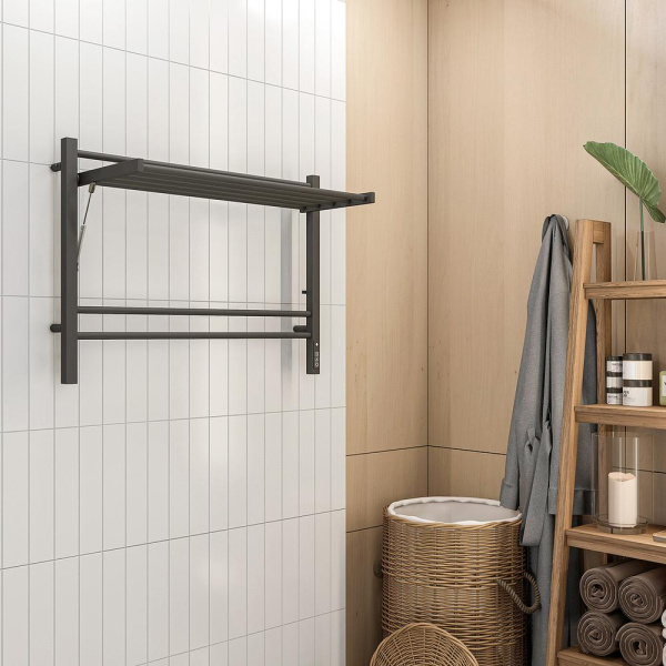 Полотенцесушитель электрический с полкой Terminus Горизонт П8 80х60 КС, черный муар