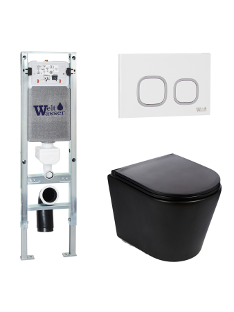 Комплект инсталляции с унитазом Weltwasser AMBERG 350 ST + SALZBACH 043 MT-BL + AMBERG RD-WT