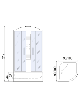 Душевая кабина River TEMZA 100/44 ТН 1000х1000х2170мм