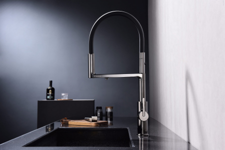 Смеситель для кухни Paulmark TORNADO To213402-GB, глянцевый черный