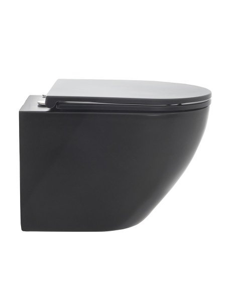 AQM2002MB Унитаз подвесной с сиденьем SoftClose, технология смыва Rimless, скрыт. крепеж. Черный мат