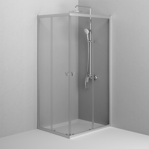 W87G-403-10080-MT Sunny Душевое ограждение AM.PM прямоугольное, раздвижн двери 100x80 серебро,стекло прозрачн