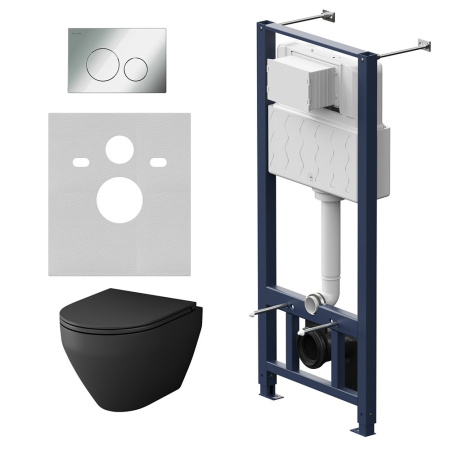 IS49051.701700MB Инсталляция с клавишей Pro L глянц хром с подвесным унитазом Spirit V2.0 FlashClean черн мат с