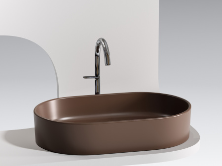 Умывальник чаша накладная овальная Ceramicanova Element 608*385*122мм, Темно-коричневый матовый, CN6048MDB