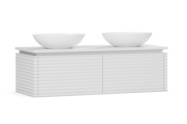 Тумба под умывальник Belux Дубай подвесная 128 с подсветкой, белая матовая