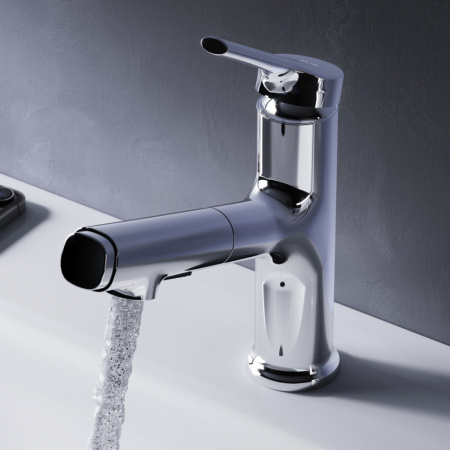 F85B02900 X-Joy S Смеситель для умывальника AM.PM с вытяжным изливом, хром