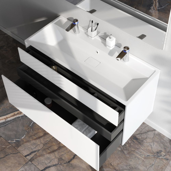 M50AFHX1203WM Inspire V2.0 База под раковину AM.PM, подвесная, 120 см, 3 ящика, push-to-open, белый матовый