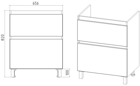 Тумба VIANT "Мальта" COMO 70 2 ящика белая 425х655х820 (VMAL70COBEL-T2Y)