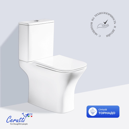 VETTORE Tornado унитаз напольный с бачком (650*340*790), смыв Tornado, CT11134 сиденье дюропласт с микролифтом быстросьемное Ceruttispa 