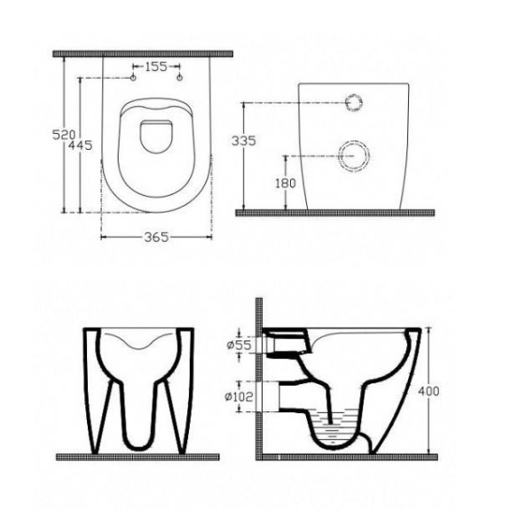 Унитаз ISVEA Infinity приставной 365*520*400 белый 10NF10001SV