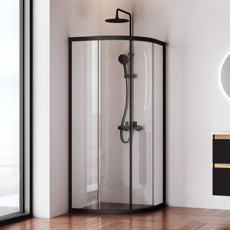 W88G-205-080BT64 X-Joy Twin Slide,  Душевое ограждение AM.PM без  поддона, 80x80, профиль черный