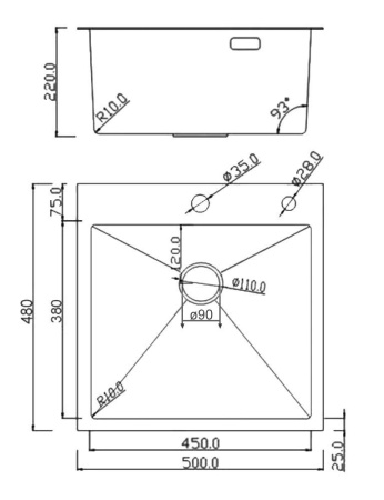 Мойка кухонная Roxen Simple 560220-50B 50x48 графит