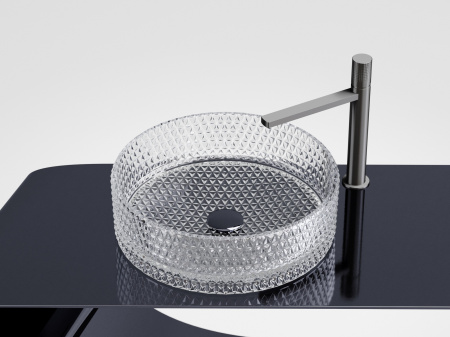Умывальник чаша накладная круглая Ceramicanova Cristal 360*360*112мм, прозрачная, CN6062