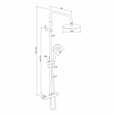 Душевая система AM.PM 977800300 Jupiter с термостатом