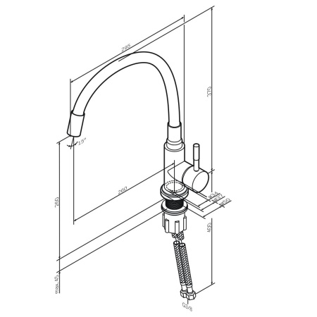 F85B07605 X-Joy S, Смеситель для кухни AM.PM с гибким изливом, серый/хром
