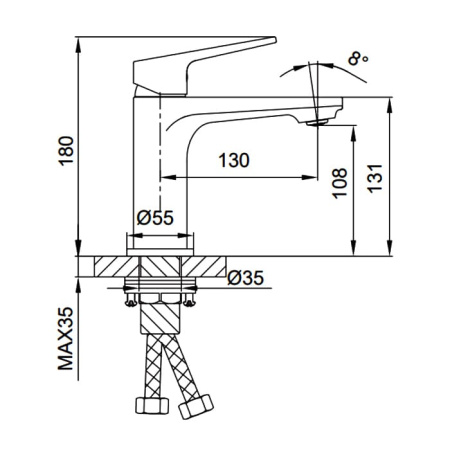 Комплект душевая стойка с термостатом Gappo G2498-8 и смеситель для раковины Faop A1008-8