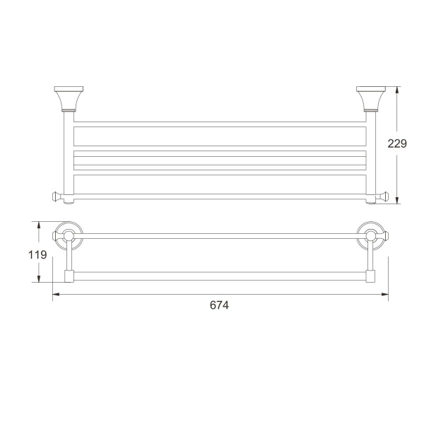 Полка для полотенец Rose RG1908E, золото