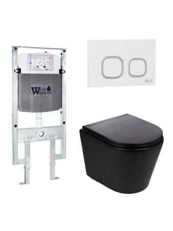 Комплект инсталляции с унитазом Weltwasser AMBERG 497 ST + SALZBACH 043 MT-BL + AMBERG RD-WT