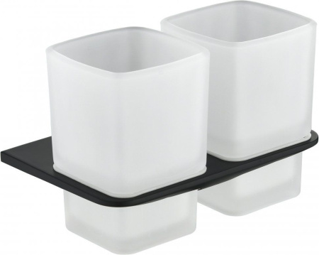 Настенный стакан двойной Grocenberg AC0056 (Черный матовый)