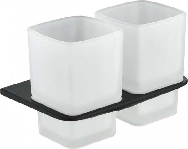 Настенный стакан двойной Grocenberg AC0056 (Черный матовый)