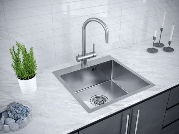 Мойка Paulmark KRONER 59 PM215951-BS 510х590х200 мм, нержавеющая сталь, нержавеющая сталь