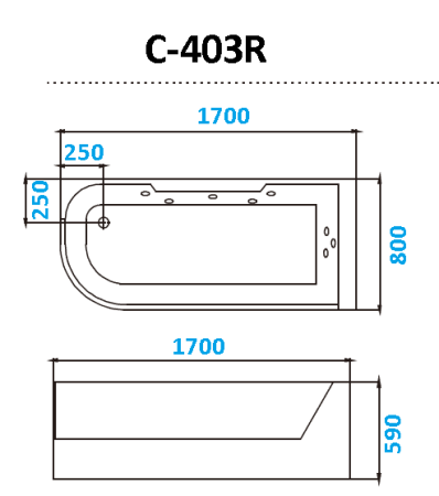 Акриловая ванна Cerutti SPAC-403R  гидромассажная  170x80x58