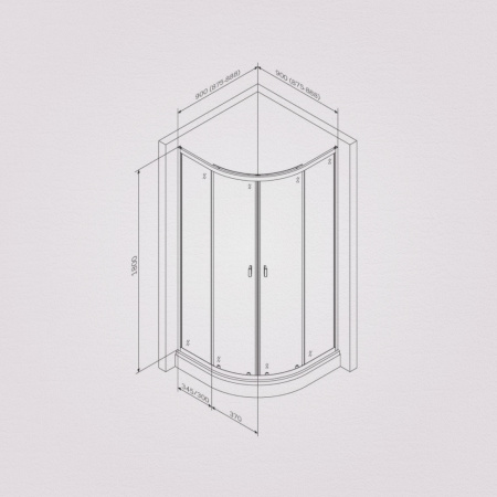 W88G-205-090BT64 X-Joy Twin Slide,  Душевое ограждение AM.PM без  поддона, 90x90, профиль черный