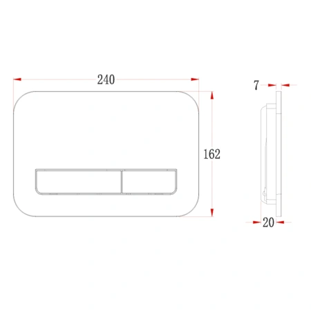 Кнопка смыва Veconi FLUSH V12, FLV12-B, 240х162х7, пластик, черный матовый